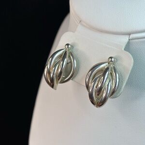 Twisted Silver Hoop Earrings